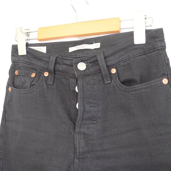 Levi's Wedgie Straight Leg Black Jeans Sz 23 - Picture 4 of 7